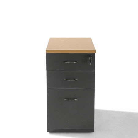 Caisson bois anthracite à hauteur bureau - 3 tiroirs Caisson bois anthracite à hauteur bureau - 3 tiroirs