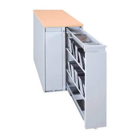 Caisson multimedia pour CD/DVD. Se positionne sans aucun soucis à un bureau de même hauteur. Tiroirs montés sur glissière télescopique. Fermeture centralisée par clés (2 clés fournies). Caisson multimedia pour CD/DVD. Se positionne sans aucun soucis à un bureau de même hauteur. Tiroirs montés sur glissière télescopique. Fermeture centralisée par clés (2 clés fournies).