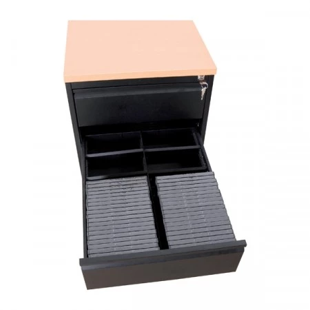 Caisson pour CD/DVD. Idéal pour avoir ses supports multimédias à porté de main. Fermeture centralisée par clés (2 clés fournies).Plateau supérieur en bois mélaminé de 25 mm en option sur demande. Caisson pour CD/DVD. Idéal pour avoir ses supports multimédias à porté de main. Fermeture centralisée par clés (2 clés fournies).Plateau supérieur en bois mélaminé de 25 mm en option sur demande.