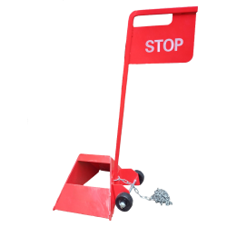 Cale de roue avec panneau Stop