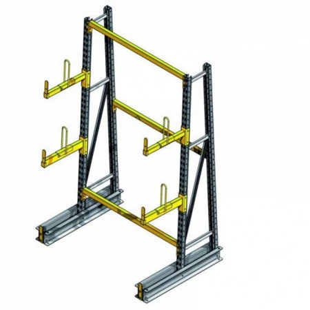 Rayonnage Cantilever META, Simple Face, 5 Montants, 5 Bras, Charge Adm