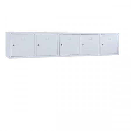 Casiers de rangements muraux. Porte avec renforts montée sur pivots avec tampon anti bruit. Charnière dissimulée. Fixation au mur possible par l'arrière. Porte-étiquette sur chaque porte. Peinture poudre époxy cuite au four à 180°C.