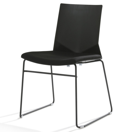 CHAISE VISITEUR SLD-136 EMPILABLE EN TISSU PIETEMENT EN TUBE D'ACIER