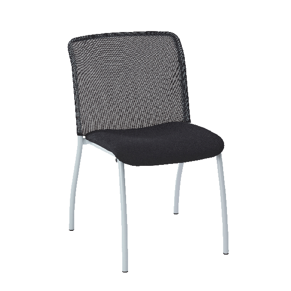 Chaise Visiteurs Eureka CLP – Maille Noire, Piètement Métal, Patins Antidérapants. Neuf.