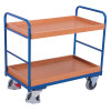 Chariot à plateaux avec rebords en bois amovibles