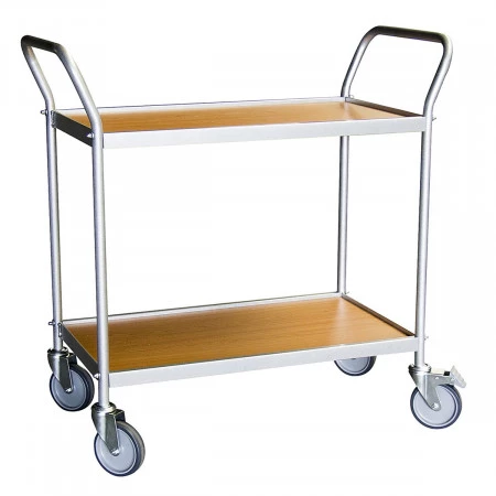 Chariot de bureau 2 plateaux poignées verticales