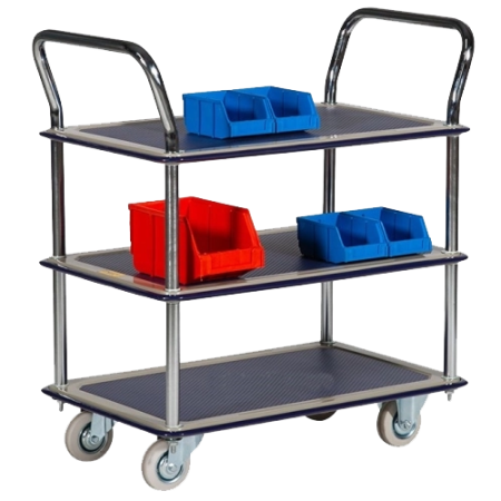 Chariot de Manutention 3 Plateaux Antidérapants Capacité 120 kg Chariot de Manutention 3 Plateaux Antidérapants Capacité 120 kg