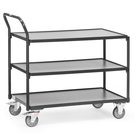 Chariot polyvalent 3 plateaux bois gris anthracite - Charge : 300 Kg