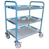 Servante à 3 plateaux tôles avec rebord - Dimensions utile Lxl mm : 850 x 500 mm - Charge 200 Kg Servante à 3 plateaux tôles avec rebord - Dimensions utile Lxl mm : 850 x 500 mm - Charge 200 Kg