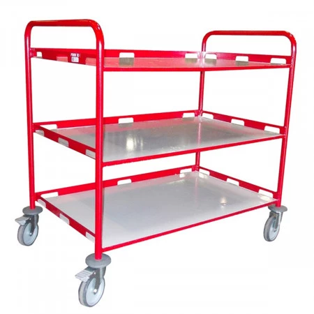 Servante à 3 plateaux tôles avec rebord - Dimensions utile Lxl mm : 1000 x 600 mm - Charge 200 Kg Servante à 3 plateaux tôles avec rebord - Dimensions utile Lxl mm : 1000 x 600 mm - Charge 200 Kg