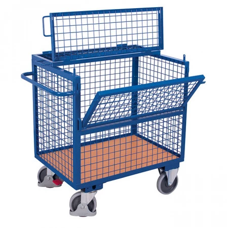 Chariot grillagé acier 4 côtés avec couvercle Chariot grillagé acier 4 côtés avec couvercle
