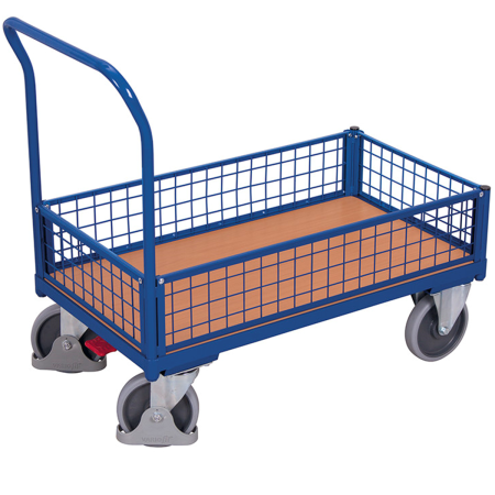 Chariot modulaire grillagé à 1 dossier et 3 demi ridelles Chariot modulaire grillagé à 1 dossier et 3 demi ridelles