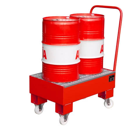Chariot de rétention - 2 fûts de 60 litres - Coloris RAL 3000 Chariot de rétention - 2 fûts de 60 litres - Coloris RAL 3000