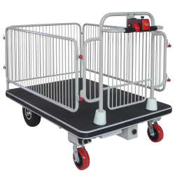 Chariot de manutention motorisé avec barrières