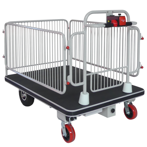 Chariot de manutention motorisé avec barrières