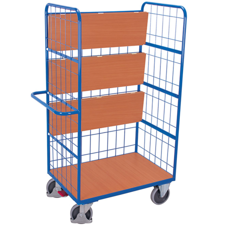 Chariot à 4 étagères repliables - 2 roues pivotantes + frein central & 2 roues fixes Chariot à 4 étagères repliables - 2 roues pivotantes + frein central & 2 roues fixes