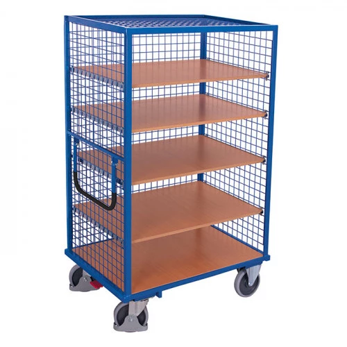 Chariot à 5 étagères côtés grillagés
