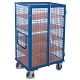 Chariot à 5 étagères grillagés avec porte - Fermeture à levier Chariot à 5 étagères grillagés avec porte - Fermeture à levier