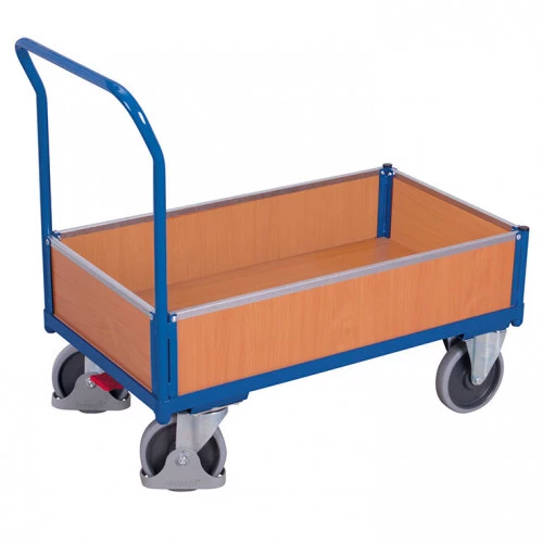 Chariot à caisse avec parois en bois amovibles