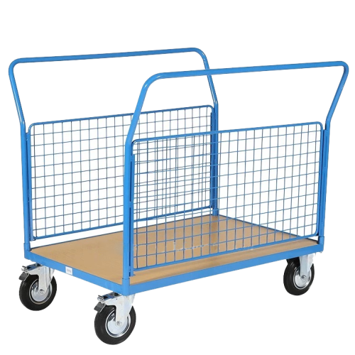 Chariot de manutention 2 ridelles grillagées - Capacité 500 kg