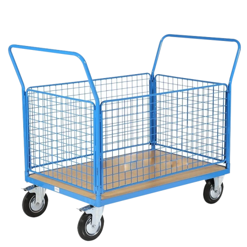 Chariot de manutention grillagé 4 côtés - Capacité 500 kg