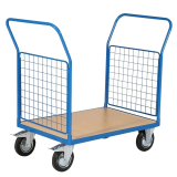 Chariot 2 dossiers grillagés - 2 roulettes pivotantes + frein EasySTOP & 2 roulettes fixes Chariot 2 dossiers grillagés - 2 roulettes pivotantes + frein EasySTOP & 2 roulettes fixes