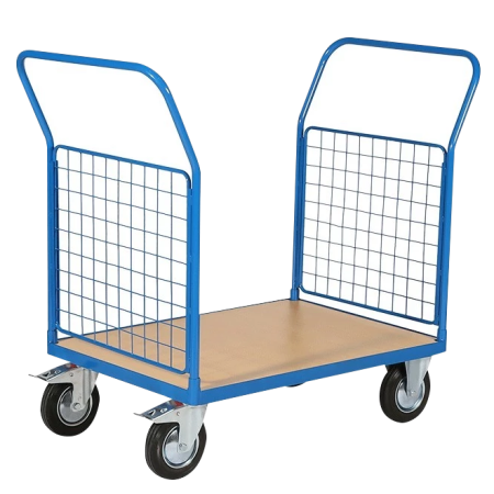 Chariot 2 dossiers grillagés - 2 roulettes pivotantes + frein EasySTOP & 2 roulettes fixes Chariot 2 dossiers grillagés - 2 roulettes pivotantes + frein EasySTOP & 2 roulettes fixes