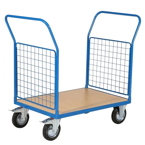 Chariot manutention plateau bois 2 Côtés Grillagés - Capacité 500 kg