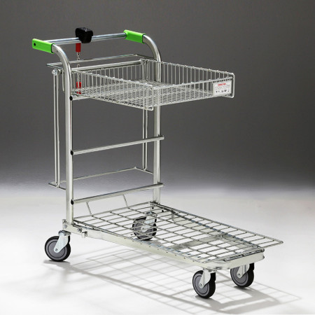 Chariot magasin emboitable avec panier rabattable