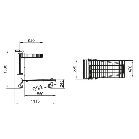 Chariot magasin emboitable avec panier rabattable Chariot magasin emboitable avec panier rabattable