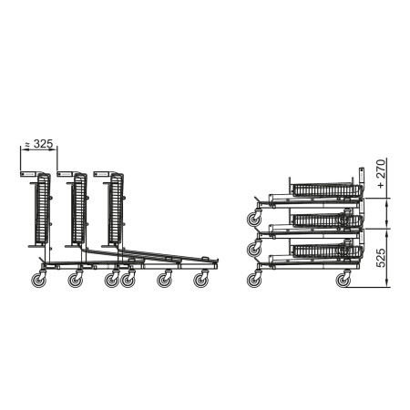 Chariot magasin emboitable avec panier rabattable Chariot magasin emboitable avec panier rabattable