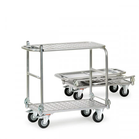Chariot pliable 2 plateaux aluminium Chariot pliable 2 plateaux aluminium