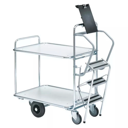 Chariot à grand plateau pour préparation de commandes