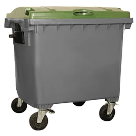 Conteneur à déchets 1100L couvercle vert Conteneur à déchets 1100L couvercle vert