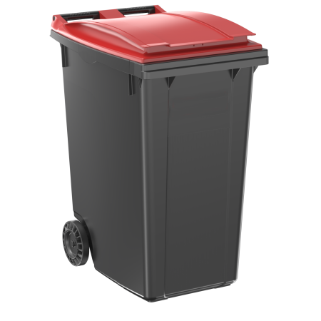 Conteneur à déchets 360 Litres avec couvercle rouge Conteneur à déchets 360 Litres avec couvercle rouge