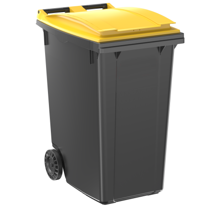 Poubelle collective couvercle jaune 360 litres Poubelle collective couvercle jaune 360 litres