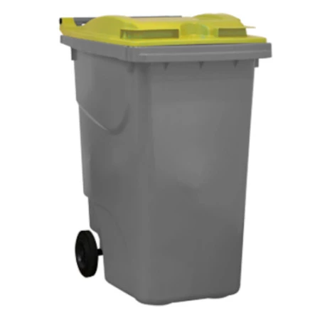 Conteneur poubelle 360L couvercle jaune Conteneur poubelle 360L couvercle jaune