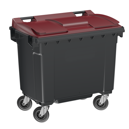 Conteneur poubelle 660L couvercle grenat Conteneur poubelle 660L couvercle grenat
