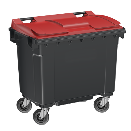 Conteneur à déchets 660 litres couvercle rouge Conteneur à déchets 660 litres couvercle rouge