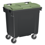 Conteneur poubelle 770L en plastique recyclé couvercle vert Conteneur poubelle 770L en plastique recyclé couvercle vert
