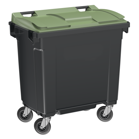 Conteneur poubelle 770L en plastique recyclé couvercle vert