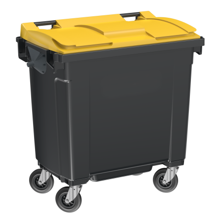 Bac roulant 770 litres couvercle jaune Bac roulant 770 litres couvercle jaune