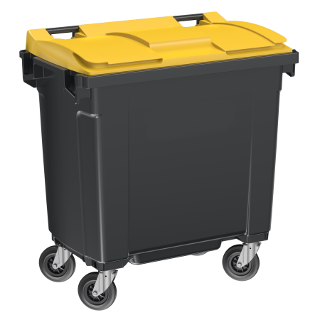 Container poubelle 770 litres couvercle jaune Container poubelle 770 litres couvercle jaune