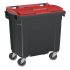 Conteneur à ordures couvercle rouge 770 litres Conteneur à ordures couvercle rouge 770 litres
