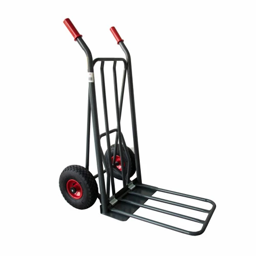 Diable ergonomique à pédale de basculement et double pelle