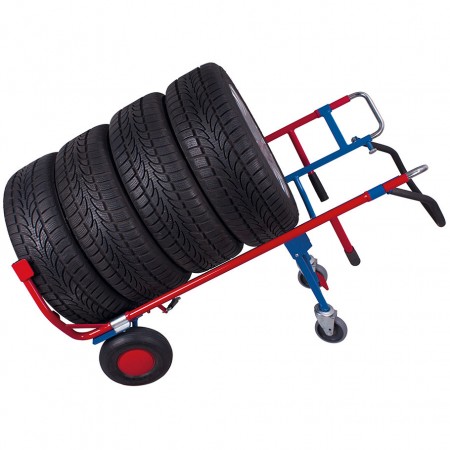 Diable porte-pneus avec roues de support Diable porte-pneus avec roues de support