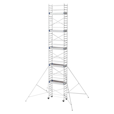 Echafaudage alu mobile - Long. hors tout avec stabilisateurs : 4,66 à 5,9 m Echafaudage alu mobile - Long. hors tout avec stabilisateurs : 4,66 à 5,9 m