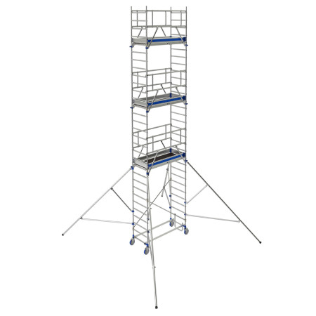 Echafaudage mobile - Long. hors tout avec stabilisateurs : 4,5 ou 4,95 m Echafaudage mobile - Long. hors tout avec stabilisateurs : 4,5 ou 4,95 m