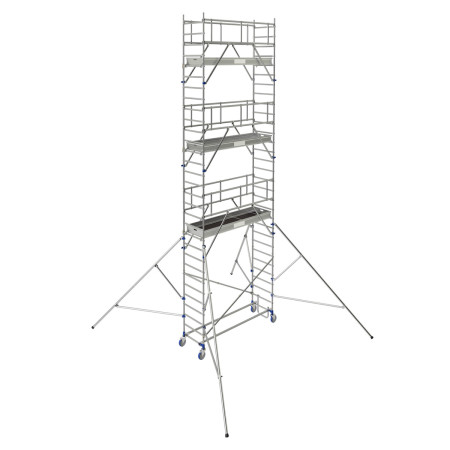 Echafaudage roulant en alu - Long. hors tout sans stabilisateurs : 2,81 m Echafaudage roulant en alu - Long. hors tout sans stabilisateurs : 2,81 m