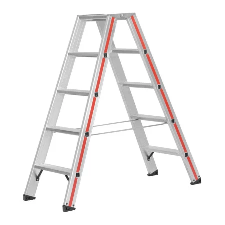 Nombre de marches : 2x5. Longueur de 1.3 m. Hauteur de travail : 2.69 m et écartement au sol de 1.15 m. Nombre de marches : 2x5. Longueur de 1.3 m. Hauteur de travail : 2.69 m et écartement au sol de 1.15 m.